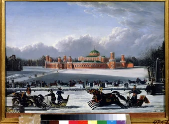 Sleewedstrijd in het Petrovsky Park in Moskou