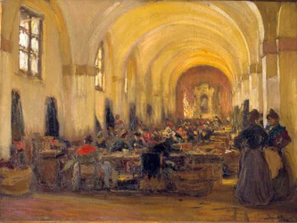 Tabaksfabriek in Sevilla (olieverfschilderij)