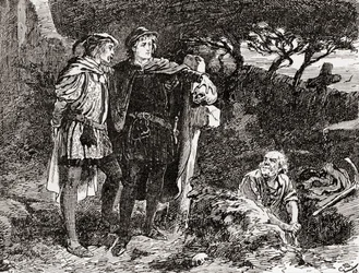 Een scène uit William Shakespeares toneelstuk Hamlet, Act V, Scene 1