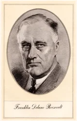 Franklin Delano Roosevelt, 32e president van de Verenigde Staten, midden 20e eeuw