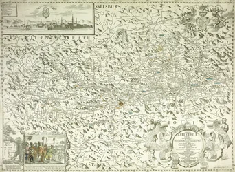 Een kaart van Oostenrijk en Tsjechoslowakije, 1718
