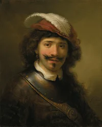 Portret van een Man met een Gorget en een Gevederde Hoed