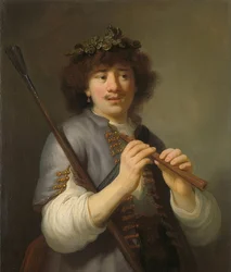 Rembrandt als herder met herdersstaf en fluit. 1636