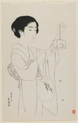 Vrouw met een Vuurvliegjeskooi, Taisho-periode, juli 1920