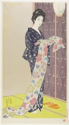 Vrouw in zomerkimono, augustus 1920