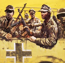 Generaal Erwin Rommel met andere Duitse soldaten