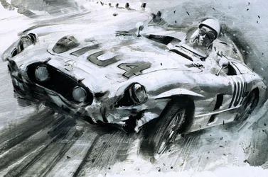 Stirling Moss (gouache op papier)