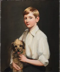 Portret van Lord Hugh Percy, 7 jaar oud, met een terriër