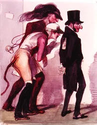 Scène van het Parijse Carnaval, c.1840 (kleur litho)
