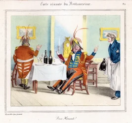 De Restaurateur Levend Kaart: Twee Kreeften! 1831-32 (lithografie)
