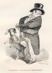 De eigenaar, bekleed met een hoge gemeentelijke waardigheid. Vignetten geïllustreerd door JJ Granville. Gravure gesigneerd Andrew, Best en Leloir in het deel "Een vos gevangen in de val" geschreven door Charles Nodier in "Scènes uit het privé- en openbare 