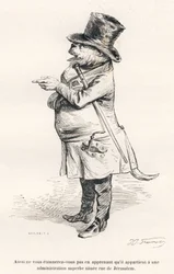... het behoort tot een prachtige administratie gelegen aan de rue de Jerusalem. Vignetten geïllustreerd door JJ Granville. Gravure gesigneerd Guilbaut in het deel getiteld "Reis van een leeuw uit Afrika naar Parijs" geschreven door Honoré de Balzac in "Sc
