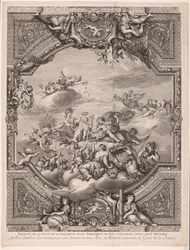 Apollo deelt beloningen uit en Minerva kroont het genie van Frankrijk