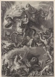 Allegorisch ruiterportret van Lodewijk XIV, koning van Frankrijk