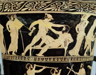 Attische roodfigurige kalix-krater (detail)