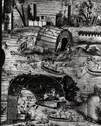 De Nijlmozaïek, detail met scènes uit het boerenleven (mozaïek)