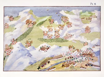 Slag bij de Herberg van Gravia, plaat 5 uit Beeldende Geschiedenis van de Griekse Onafhankelijkheidsoorlog door Generaal Makryjannis