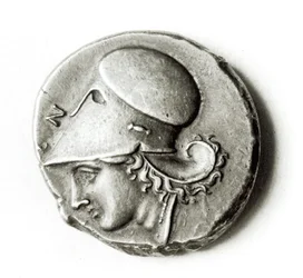 Didrachme van Heracles: voorzijde met afbeelding van Athena