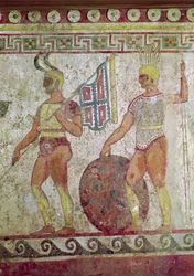 Voetsoldaten, grafschildering uit Paestum