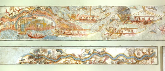 Zee-expedities en rivierlandschap, Akrotiri fresco, Thera (nu Santorini), Griekse beschaving
