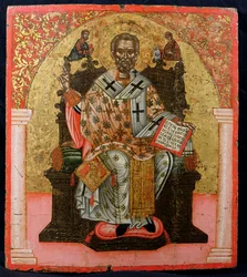 Sint Nicolaas op de troon, icoon, uit Thessaloniki