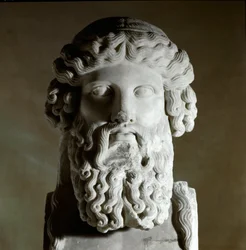 Buste van de Griekse filosoof Plato (428-348 v.Chr.) Marmeren sculptuur, Rome, musei capitolini