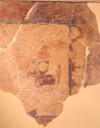Perseus Jager, fresco van metope van Tempel C van Thermos, Griekenland, Griekse beschaving, ca. 630 v.Chr.