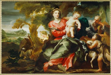 Rest van de Heilige familie bij de terugkeer uit Egypte (schilderij op doek)