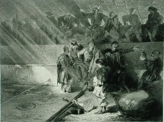Wijnmaken in Kahetie, Georgië, plaat 31 uit een boek over de Kaukasus, gegraveerd door Adolphe Mouilleron (1820-81) gepubliceerd door Alfred Leon Lemercier, Parijs