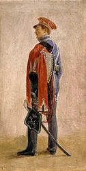 Portret van P.M. Kunitsky, Huzaar van het Huzarenregiment Willem, prins van Nassau