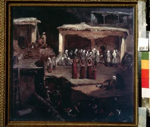 De begrafenisceremonie in Dagestan