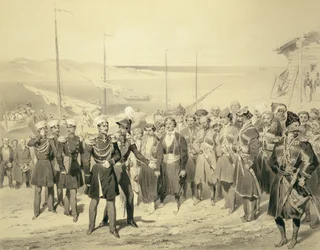 Landing van een Militaire Leider bij Redout-Kale, aan de Zwarte Zee, plaat 5 uit een boek over de Kaukasus