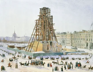 De Alexanderzuil in steigers, 1833