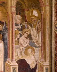 Doop van Sint Augustinus, door Guariento, fresco