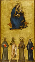 Madonna en Kind met Heiligen, circa 1360 (tempera en bladgoud op populierenpaneel)