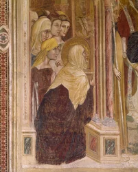 Monica met andere vrouwen die bidden met gewaden van Sint-Augustinus