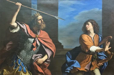 Saul probeert David te doden met zijn speer