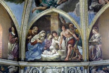 Fresco met de aanbidding van de herders
