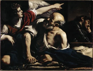 Sint Petrus bevrijd door een engel - Olie op doek, circa 1622