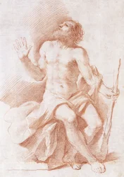 Sint Paulus de kluizenaar, kijkend naar links en een stok vasthoudend, c.1637-8