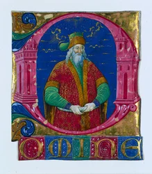 Initiaal D[omine] uit een Koorboek: Koning Salomo, ca. 1470-1480