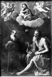 De kluizenaars Paulus en Antonius in de woestijn