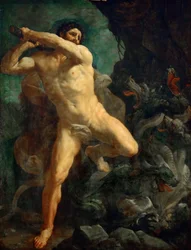 Hercules die de Hydra van Lerna doodt