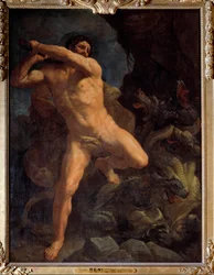 Hercules verslaat de Hydra van Lerna. Schilderij door Guido Reni (1617)