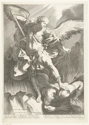 De Aartsengel St. Michael verslaat de Duivel, gegraveerd door Pieter de Bailliu, 1623-60