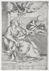 De Heilige Familie met Twee Engelen