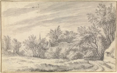 Dorpstraat met kerktoren in de verte