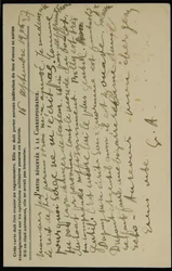 Handgeschreven ansichtkaart aan Jean Mollet, gedateerd 16 september 1915