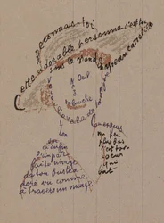 Calligram "Reconnais-toi" voor Coco Chanel, ca. 1918