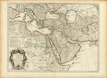 1701 Guillaume Delisle kaart van het Ottomaanse en Perzische rijk (bijgesneden)